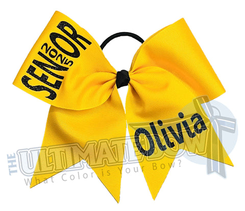 Rise Above Senior Cheer Bow | Senior Year Cheer Bow | graduation cheer bow | class of 2025 |  Yellow Gold and Black Cheer Bow