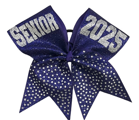Rhinestone Senior Bling Cheer Bow | Class of 2025 | Senior Cheer Bow | Graduation Gifts | Purple Senior Bows