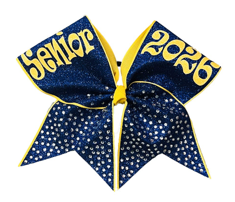 Senior Bling Glitter and Rhinestone Cheer Bow | Senior 2026 Cheer Bow