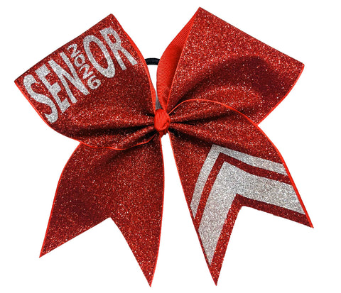 Senior Double Chevron Glitter Bow - Class of 2026 | Graduation Bow | Class of 2026