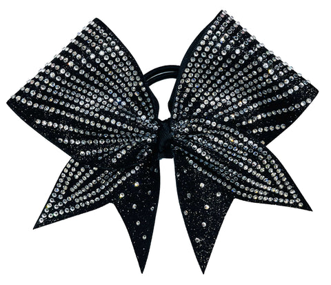 Super Rhinestone Stripes Glitter Cheer Bow | Rhinestone Glitter Cheerleading Bow | Competition Bow