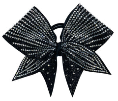 Super RHinestone Stripes Glitter Rhinestone Cheer Bow | Black Full Glitter | Covered in Rhinestones | Competition Cheer Bow | Blinged Out Cheer Bow