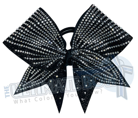 Super Rhinestone Stripes Glitter Cheer Bow | Rhinestone Glitter Cheerleading Bow | Competition Bow