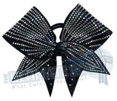 Super RHinestone Stripes Glitter Rhinestone Cheer Bow | Black Full Glitter | Covered in Rhinestones | Competition Cheer Bow | Blinged Out Cheer Bow