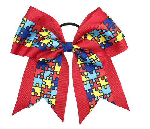 Superior Autism Awareness Cheer Bow | Autism Cheer Bows