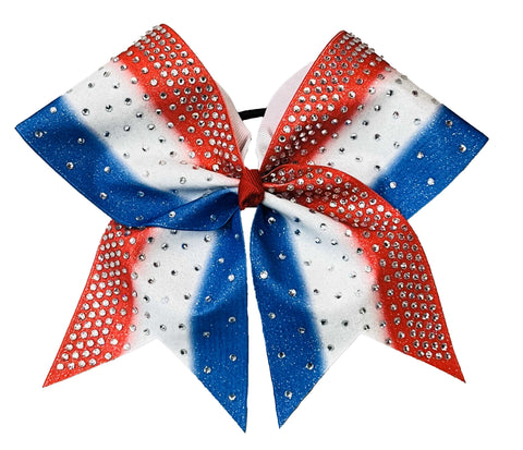 Triple Ombre Glitter and Rhinestone Cheer Bow | Ombre Sublimated Glitter Cheer Bow