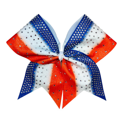 Triple Ombre Glitter and Rhinestone Cheer Bow | Ombre Sublimated Glitter Cheer Bow