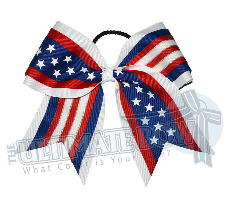  Cheer bows blue and red Captain Super Hero America Hair Bow :  Beauty & Personal Care