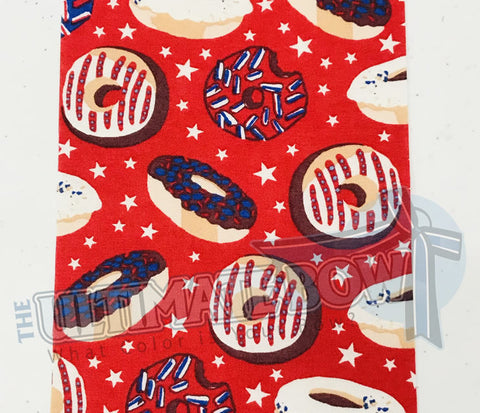 All American Donut Fabric | Patriotic Scrunchies | Donut Scrunchies Fabric | Red White and Blue Scrunchies