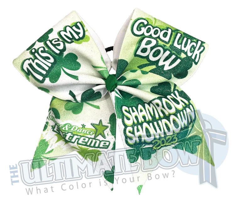 Shamrock Showdown Big Glitter Bow | This is my Good Luck Bow | Cheer and Dance Extreme 2023