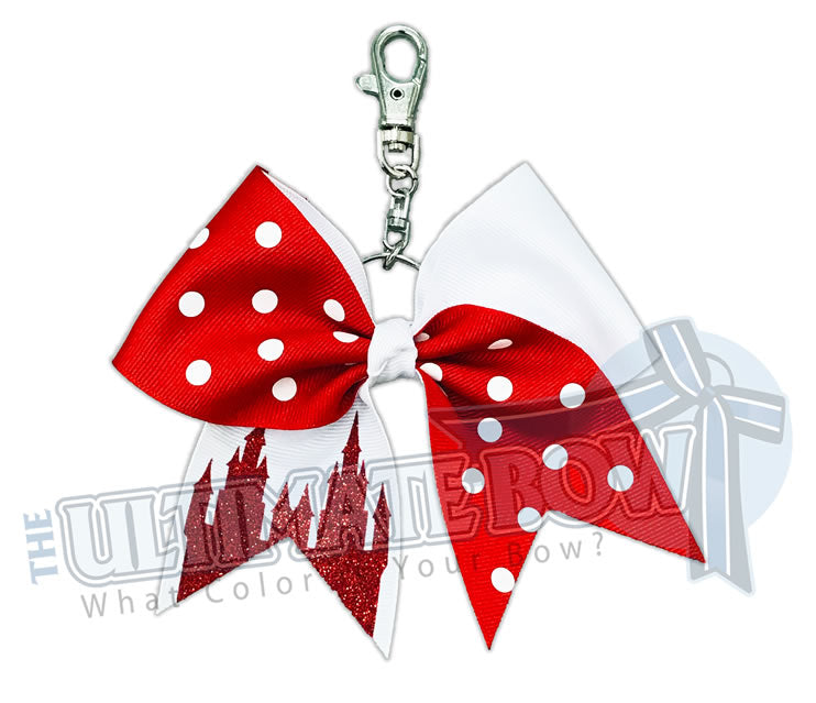 princess castle | red with white polka dots - Minnie Mouse Polka Dots Disney-key-chain-bow-key chain