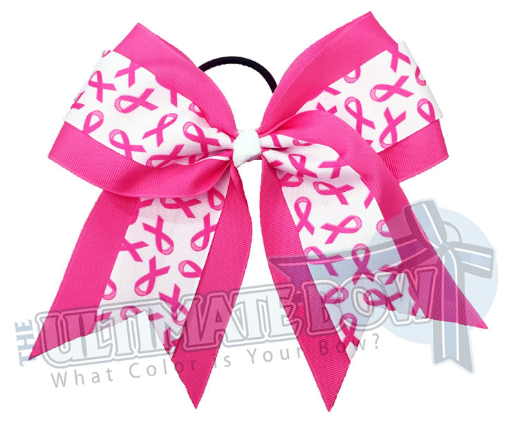 Cheer-for-survivors-breast-cancer-awareness-cheer-bow - Pink Ribbon Cheer Bow - Breast Cancer cheer bow - Pink Hair Bow - Softball Breast Cancer Awareness Bow