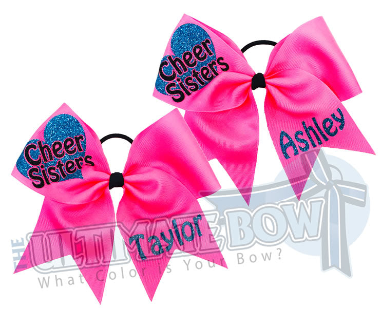 Cheer Sisters Cheer Bows | Matching Cheer Bows | Sister Hair Bows | Personalized Cheer Bows | Neon Pink Cheer Bows