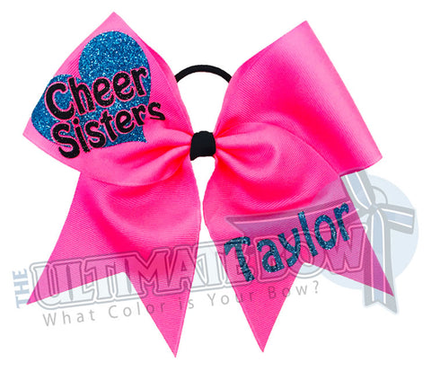 Cheer Sisters Cheer Bows | Matching Cheer Bows | Sister Hair Bows | Personalized Cheer Bows | Neon Pink Cheer Bows