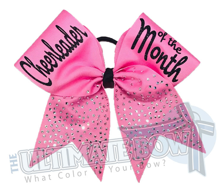 Cheerleader of the Month Rhinestone Glitter Cheer Bow | Hot Pink Cheer Bow | All Star Cheerleading | Varsity Cheer | High School Cheerleading | Personalized Cheer Bow