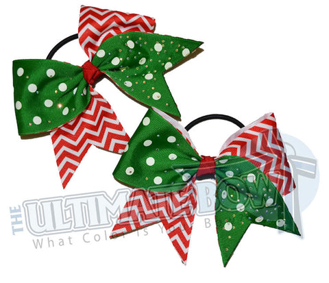 Christmas Elf Rhinestone Pig Tails | Christmas Cheer Bows