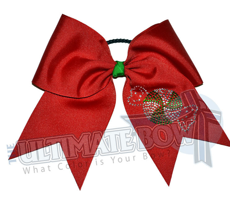 Christmas Peppermint Rhinestone Cheer Bow | Christmas Cheer Bow