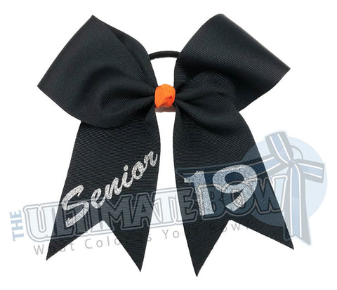 class-act-cheer-bow-senior-19-black silver orange - Class of 2019 - Senior Year - Senior Cheer Bow