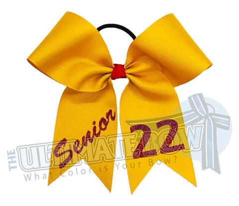 class-act-cheer-bow-senior - Class of 2022 - Senior Year - Senior Cheer Bow | Yellow Gold | Red