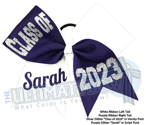 Senior Cheer Bow | Class of 2023 Cheer Bow | Graduation Cheer Bow | Senior Softball Bow | Purple | White