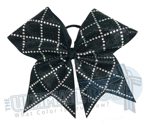 Diamonds are Forever Cheer Bow | Rhinestone and Glitter Cheer Bow | Black Competition Cheer Bow