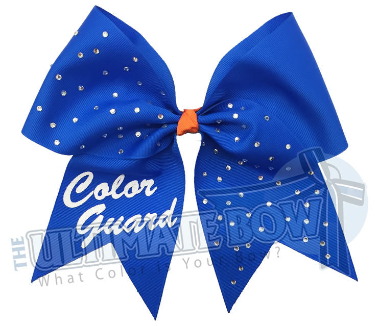 personalized-rhinestone-cheer-bow-exclusively-mine-bow-color-guard-bow-electric-blue-orange