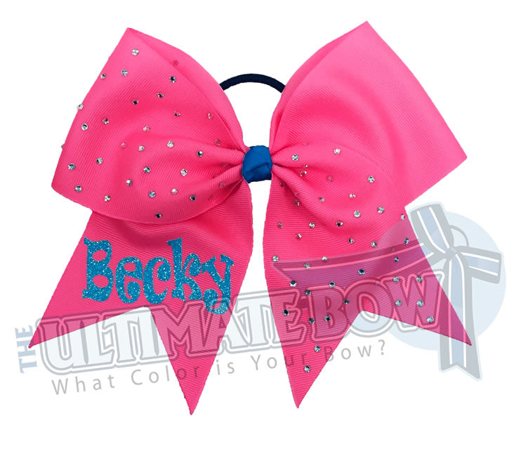 personalized-rhinestone-cheer-bow-exclusively-mine-bow-neon-pink-neon-blue-glitter