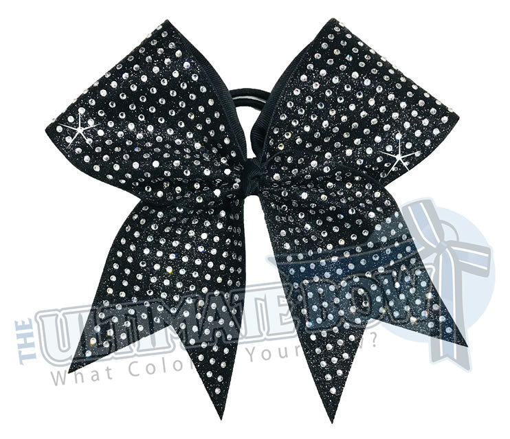 Extreme Rhinestone Glitter Cheer Bow | Black Full Glitter | Covered in Rhinestones | Competition Cheer Bow | Blinged Out Cheer Bow