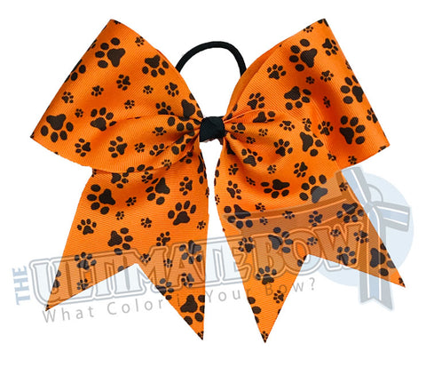 For the Love of Paws Sublimated Cheer Bow | Paw Print Cheer Bow