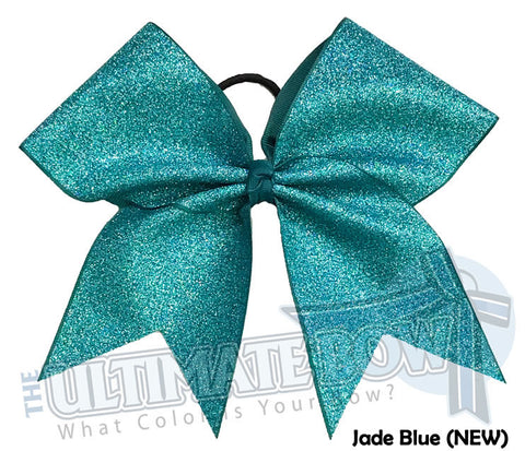 Full On Glitter Cheer Bow | Teal Blue Cheer Bow  | Jade Blue Glitter | Mermaid Blue Cheer Bow