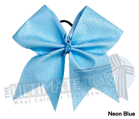 Full On Glitter Cheer Bow | Neon Blue Cheer Bow | Highlighter Blue Glitter