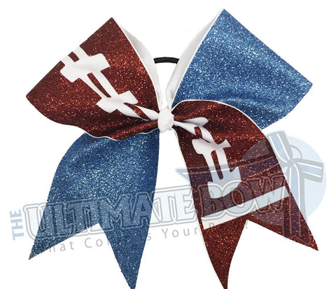 full-glitter-football-cheer-bow-football-bow | Columbia blue Glitter | High school Cheer