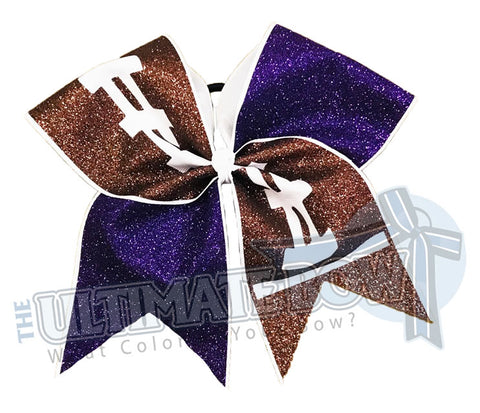 Full Glitter Football Cheer Bow | Football Bow | Purple Glitter | High school Cheer | Recreational Cheer