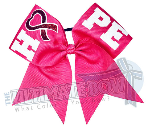 High Hopes cheer bow | Breast Cancer Awareness Bow | PINK Cheer Bow | HOPE-breast-cancer-awareness-cancer-pink-pink ribbon