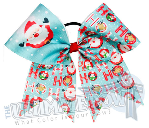 Ho Ho Ho Santa Sublimated Cheer Bow | Christmas Cheer Bow