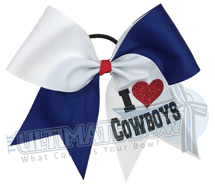 I Love My Mascot - Team Spirit Cheer Bow - Raise School Spirit - Booster Club Bow - I Love Cowboys - glitter-personalized-cheer-bow-softball-bow-practice-bow