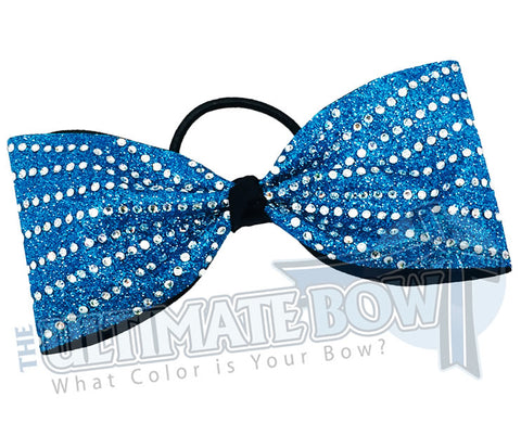 rhinestone-glitter-turquoise_black-crystal-clear-rhinestones-just-loops-tailless-no-tails-cheer-bow-full-glitter cheer bows