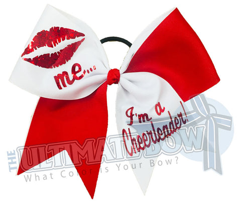Kiss Me - I'm a Cheerleader Cheer Bow | Valentine's Day Hair Bow