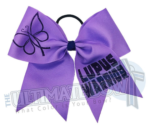Lupus Warrior - lupus awareness cheer bow - lupus awareness butterfly - Lupus Purple Bow - social awareness cheer bows