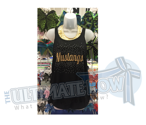 Jupiter Mustangs - Glitter and Rhinestone Flowy Tank