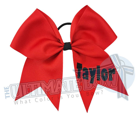 personalized cheer bow | my bow | black glitter red ribbon | softball | Sports hair bow