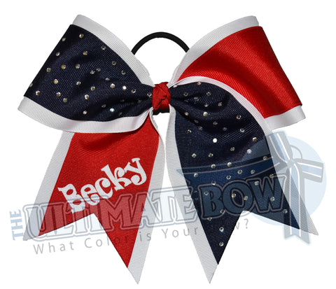My Sparkling Rhinestone Cheer Bow | Personalized Rhinestone Cheer Bow | Personalized Softball Hair Bow | Black Red White Cheer Bow