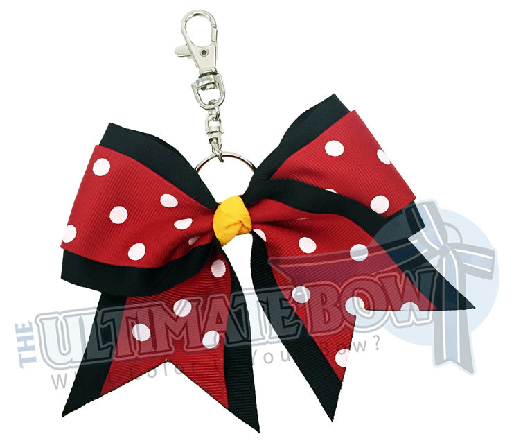 red with white polka dots - Minnie Mouse Polka Dots Disney-key-chain-bow-keychain
