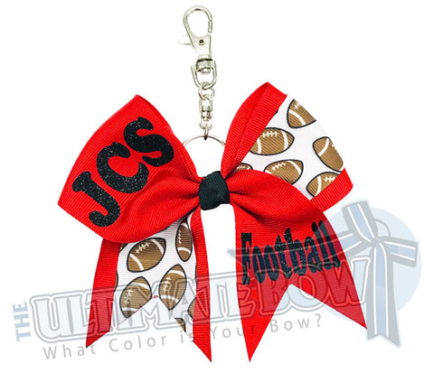 High School Football Key Chain Bow | Football Cheerleader Key Chain Bow | High School Football Key Chain Bow | Mother's Day Gifts | Black | Red | Jupiter Christian School Football