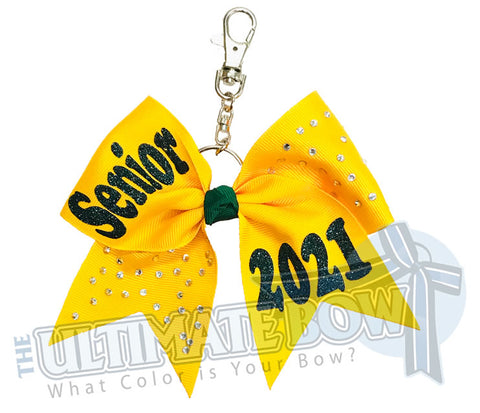 Rhinestones Senior 2021 - Class of 2021 | Yellow Gold | Forest Green | keychain-key-chain-bow-purse-bling