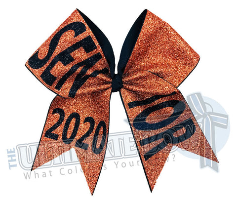 full-glitter-senior-cheer-bow-class-of-2020-celebrate-graduation-graduate Senior Hair Bow Orange Black