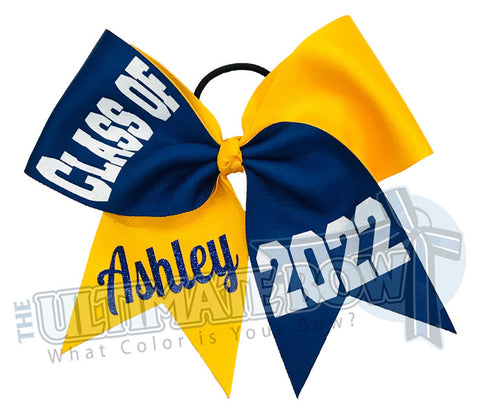 Senior Cheer Bow | Class of 2022 Cheer Bow | Graduation Cheer Bow | Senior Softball Bow | Royal Blue | Yellow Gold