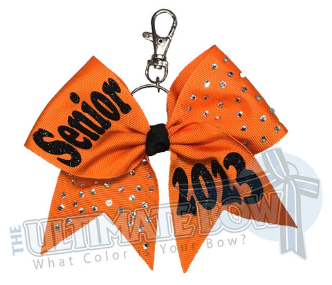 Senior Keychain Bow | Rhinestones Senior 2023 - Class of 2023 | Orange | Black | keychain-key-chain-bow-purse-bling