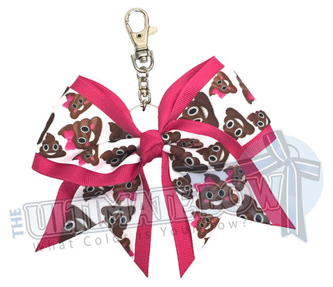 Smiling Poop Emoji Key Chain Bow