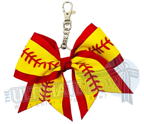 Softball Laces Key Chain Bow